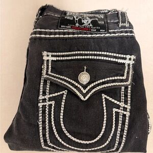 True Religion Black Jeans with White Stitching